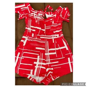 Red & White Romper - Size L